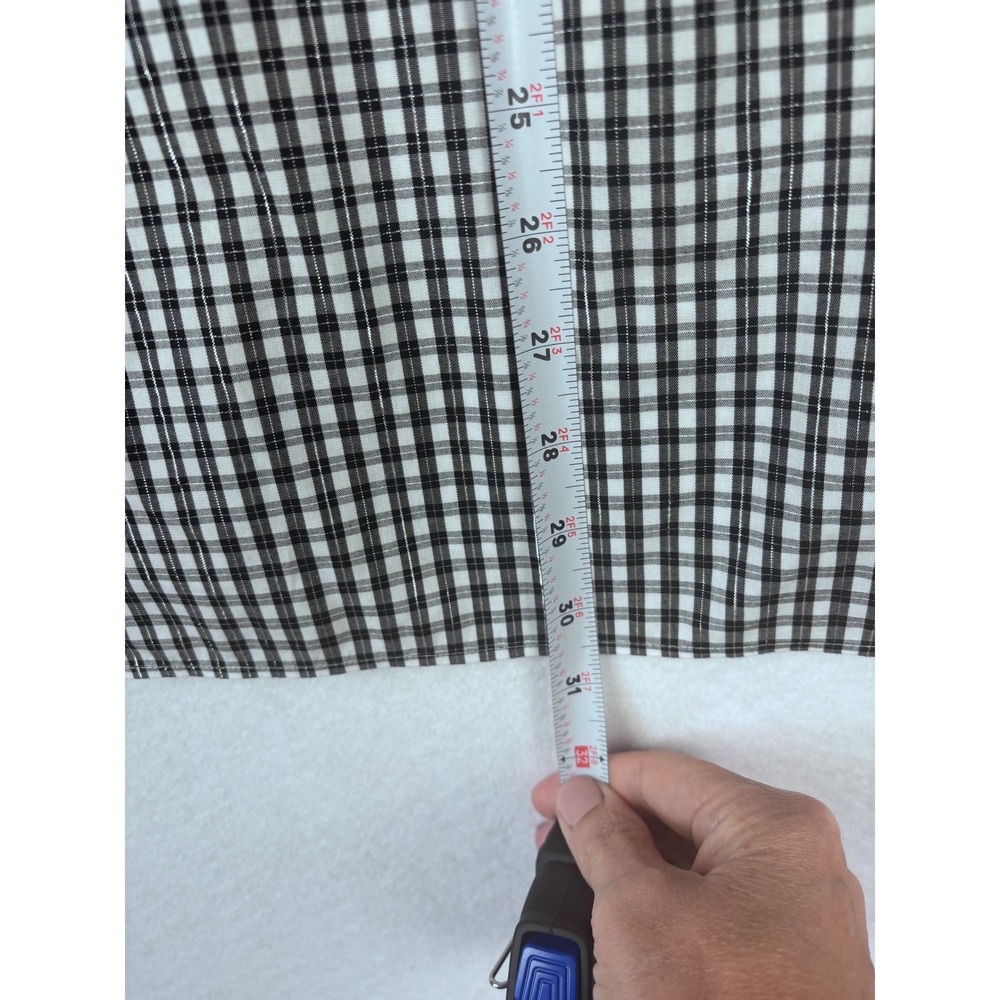 TALBOTS Gingham Tunic Shirt 22WP Black White Metallic Plaid Non-Iron Plus Petite - Picture 4 of 7